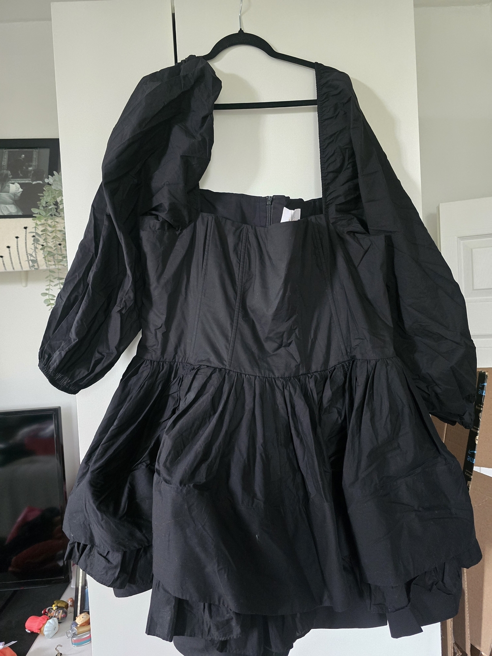 Selkie NWT Black Raven Etoile Puff Sleeve Tiered Mini Dress